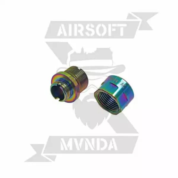 COWCOW ADAPTADOR SILENCIADOR A01 MACHO 11mm+ A MACHO 14mm- PARA HI-CAPA Y 1911 RAINBOW