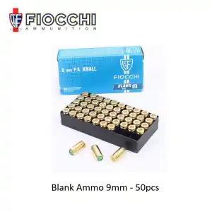 BALAS DETONADORAS FOGUEO FIOCCHI BLANK 9MM 50PCS DORADA - Imagen 2