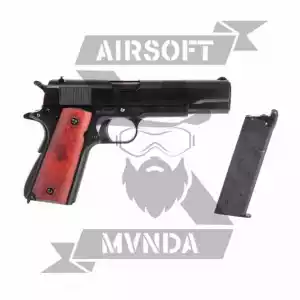 PISTOLA DOBLE BELL M1911 (720MB) NEGRA MADERA + REGALO - Imagen 5