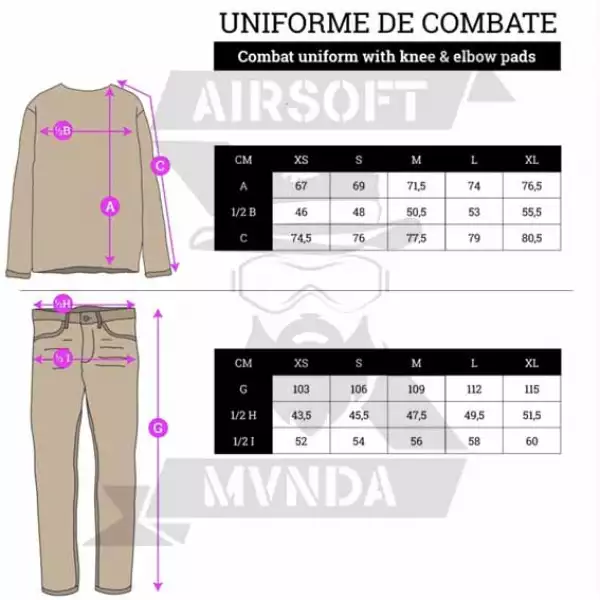 UNIFORME COMPLETO COMBAT B CON CODERAS Y RODILLERAS WOODLAND (XXL)