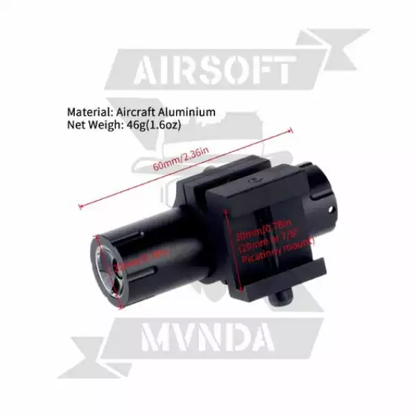 LINTERNA TACTICA DE 100 LUMENES CON ANILLA PARA PICATINNY NEGRO 